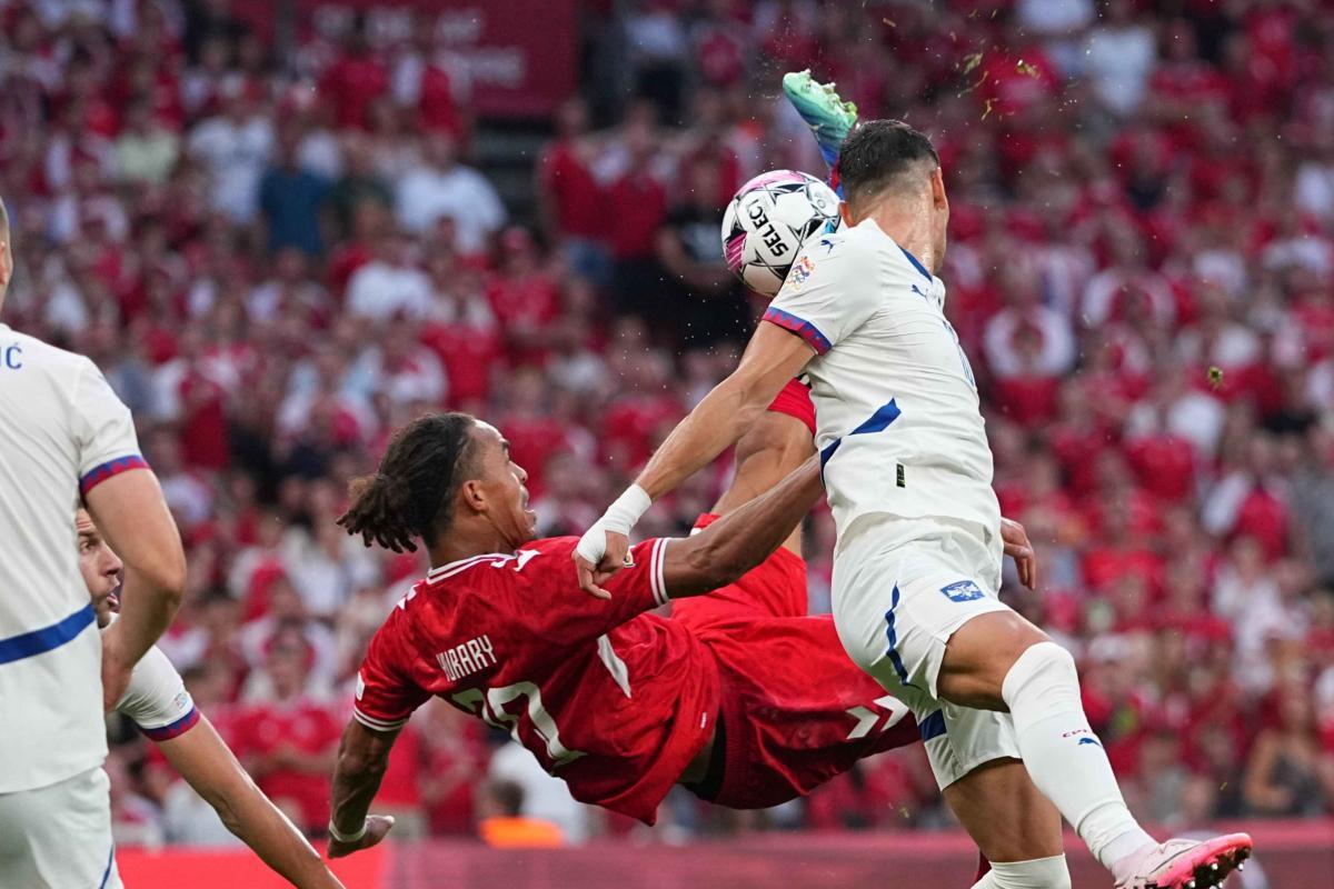 VIDEO | Impresionante golazo de chilena de Dinamarca en el triunfo sobre Serbia