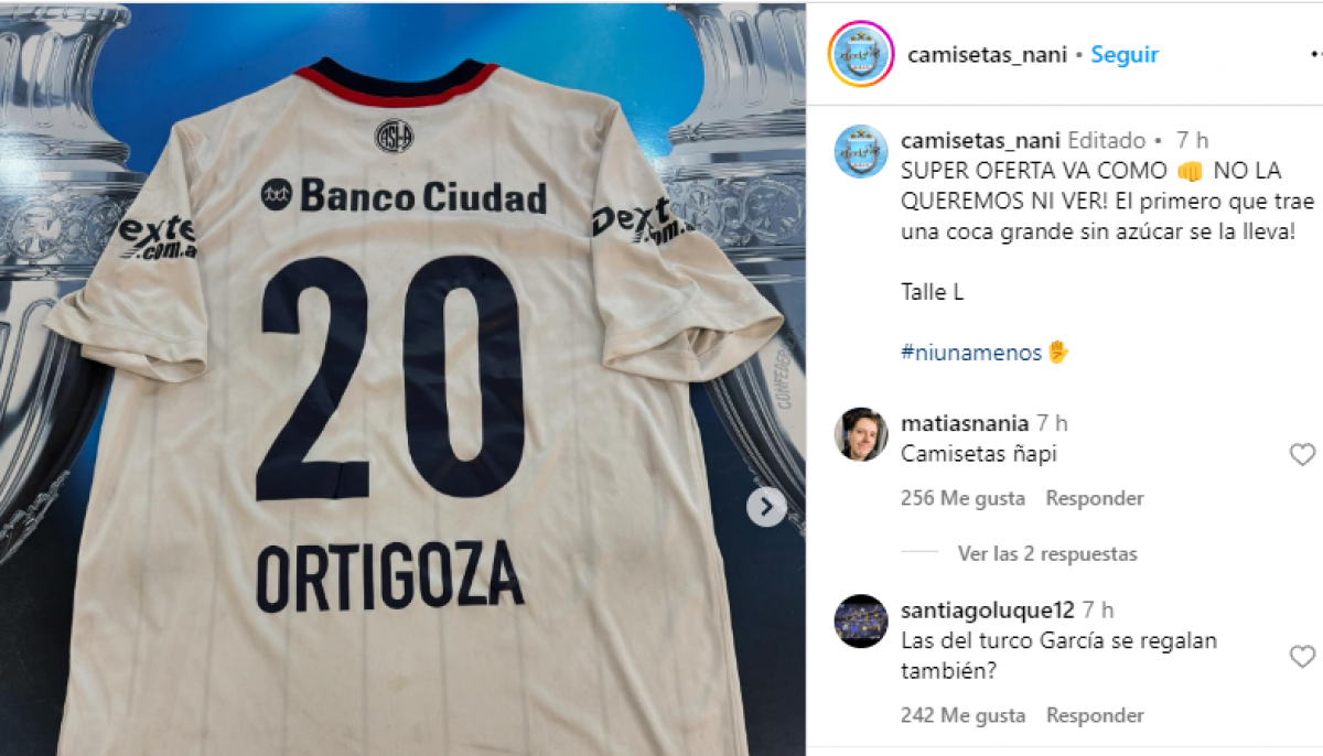 Cambian una camiseta de Ortigoza por una gaseosa sin azúcar